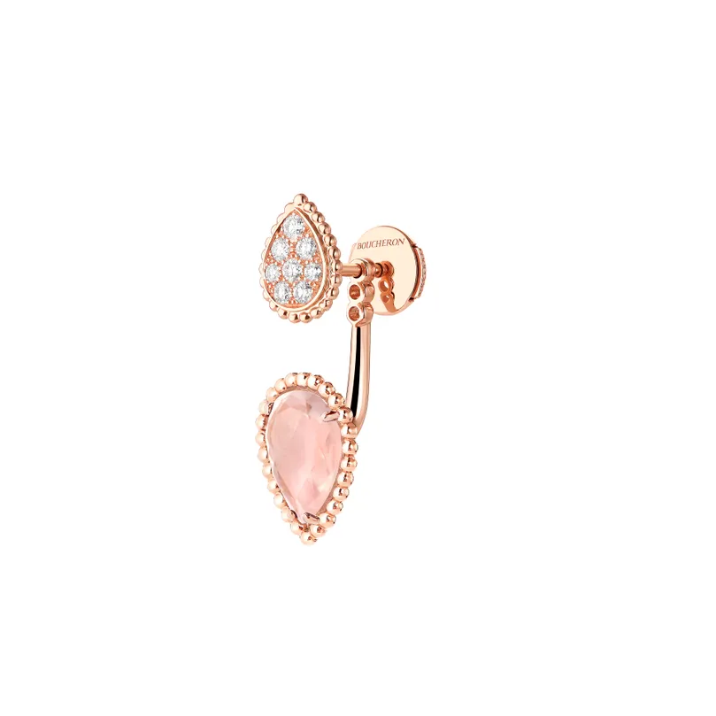 Boucle D Oreille Boucheron Serpent Boh Me Motifs S Xs Or Rose Quartz