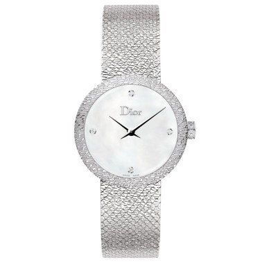 D de Dior Satine quartz watch steel mother of pearl diamond 25 mm