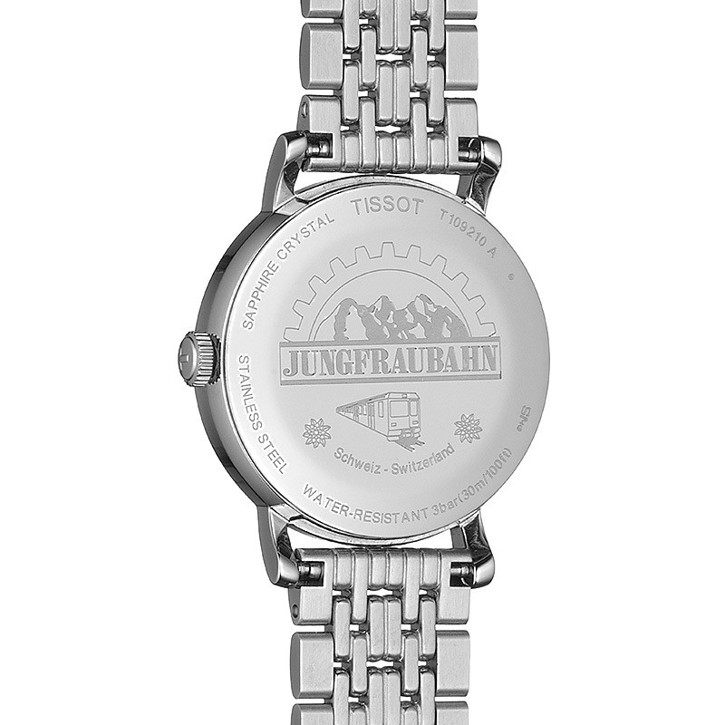 Montre Tissot T Classic Everytime Lady Jungfraubahn cadran argent bracelet acier 30 mm