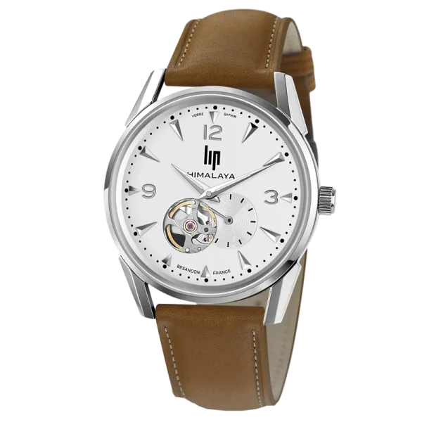 maty - mouvement automatique chez MATY? Montre-lip-himalaya-coeur-battant-automatique-cadran-blanc-bracelet-cuir-brun-40-mm