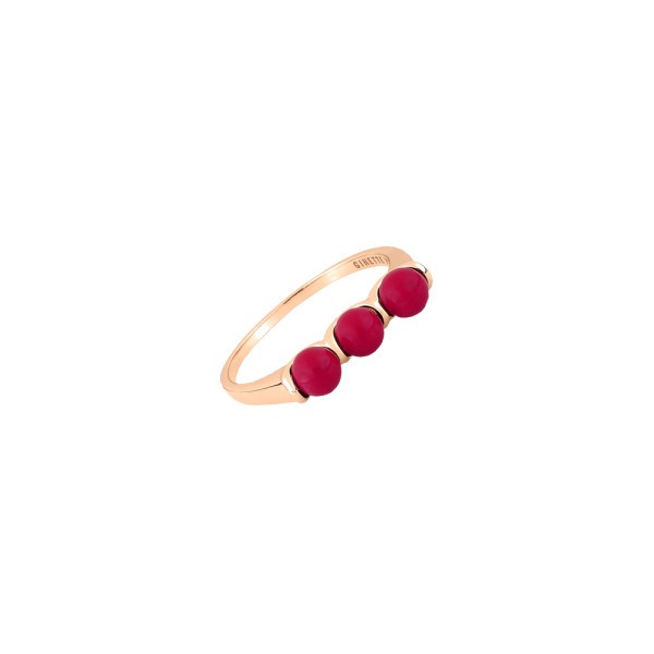 Bague Ginette NY Maria 3 Bead en or rose et corail