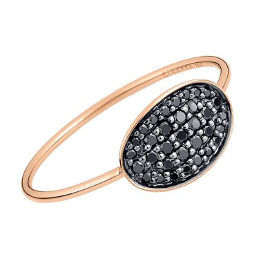 Ginette NY Mini Sequin ring in pink gold and black diamonds Lepage