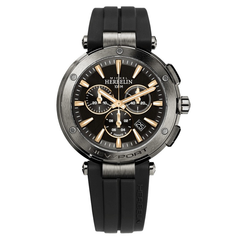 Montre Michel Herbelin Newport Chrono quartz cadran noir bracelet