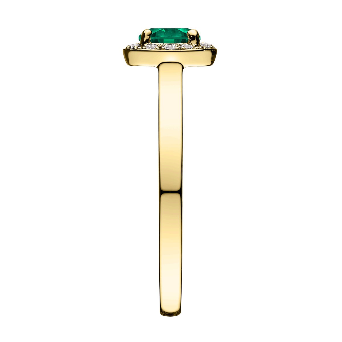 Jolie-Coquette engagement ring in yellow gold, emerald and diamonds ...