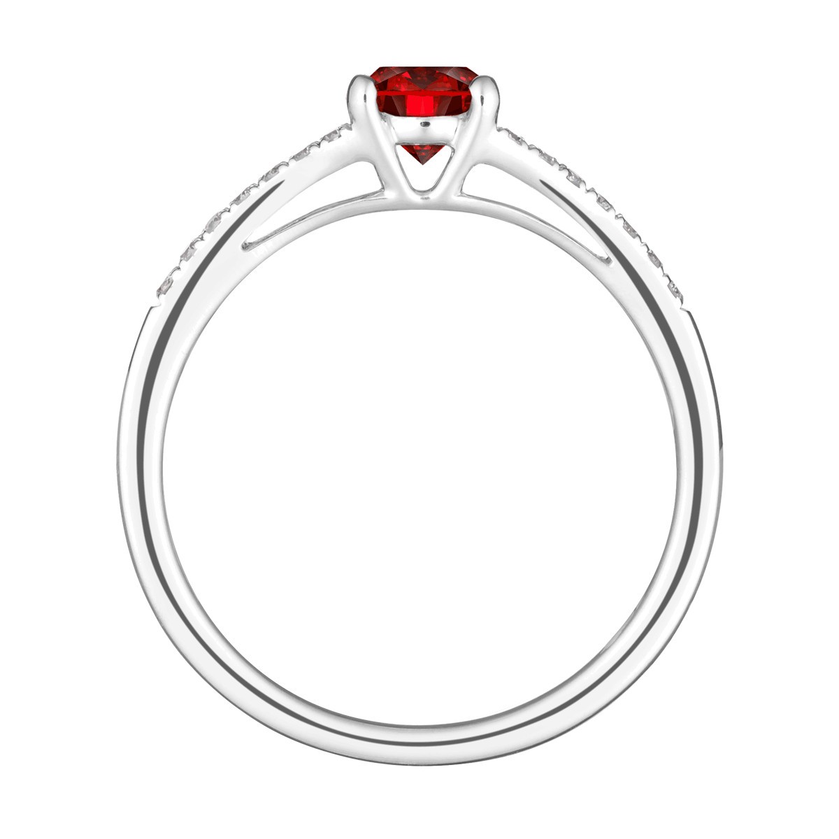 Première Dame engagement ring in white gold, ruby and diamonds | LEPAGE