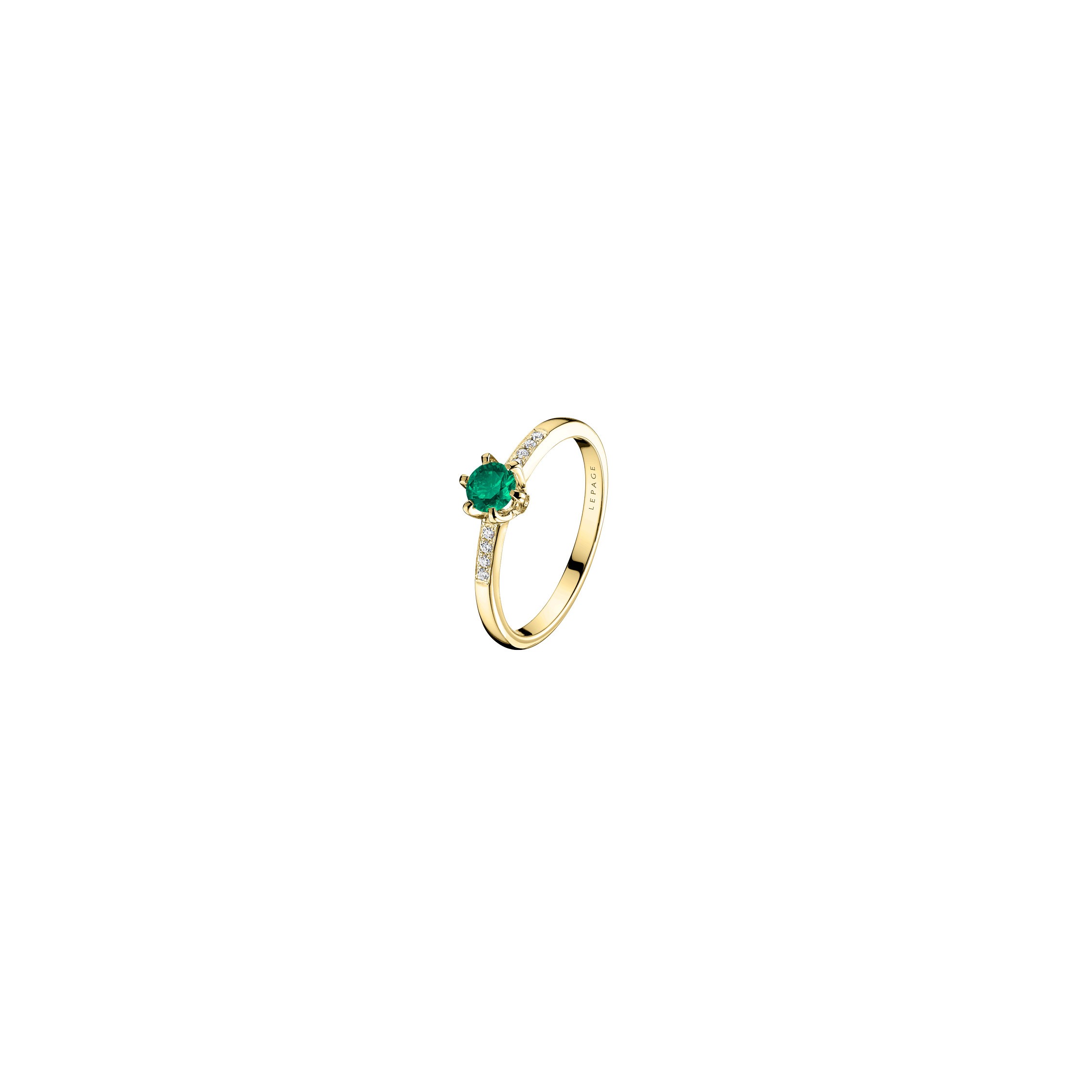 Achilles engagement ring yellow gold emerald diamonds | LEPAGE