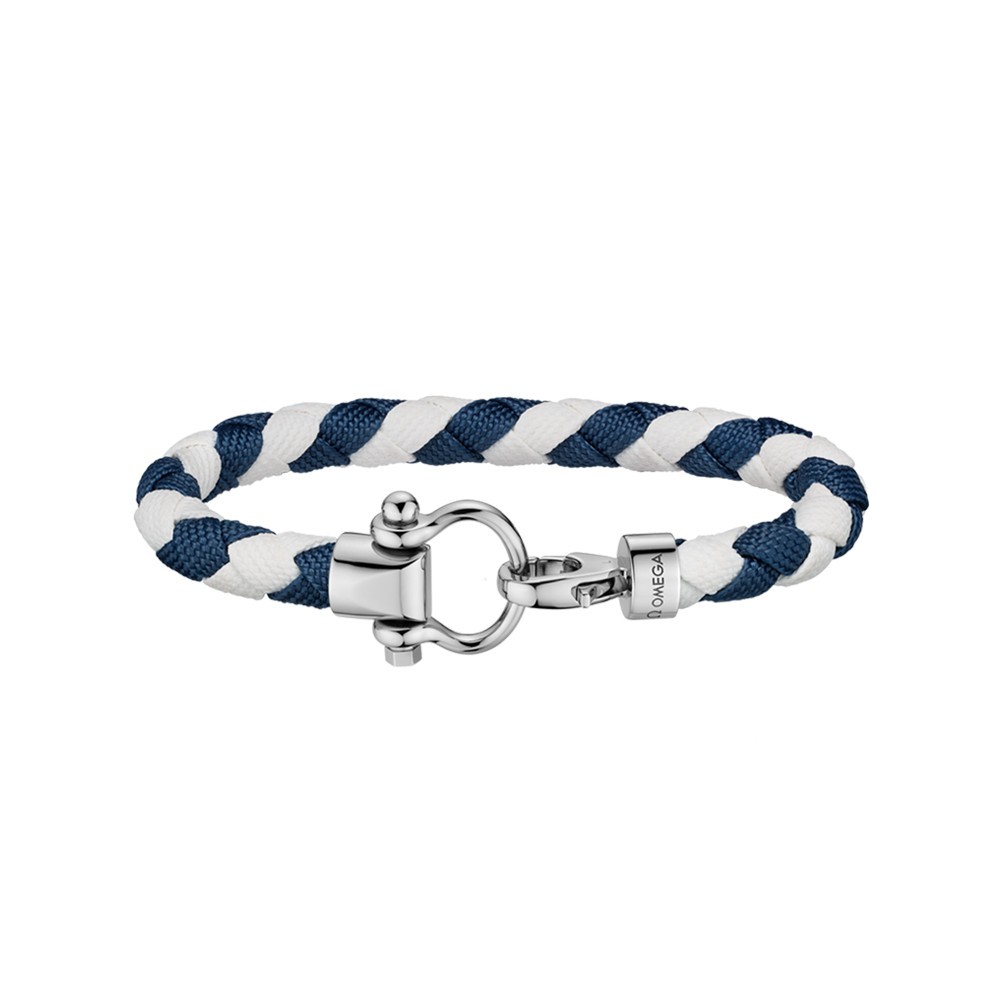 Bracelet Omega Sailing en acier inoxydable et nylon tress blanc