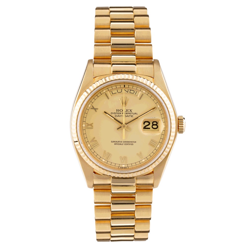 Rolex Day Date watch in yellow gold 18 karat gold 1980 Ref.18038