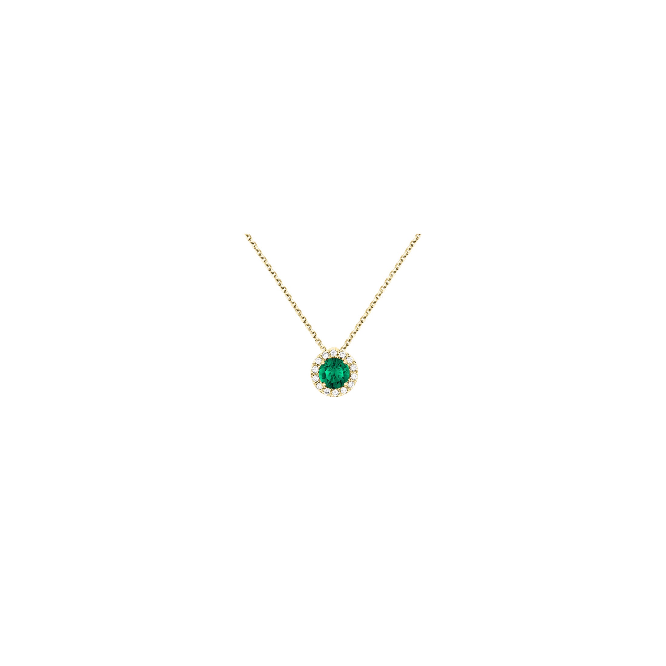 Coquette necklace in yellow gold, emerald and diamonds - Lepage