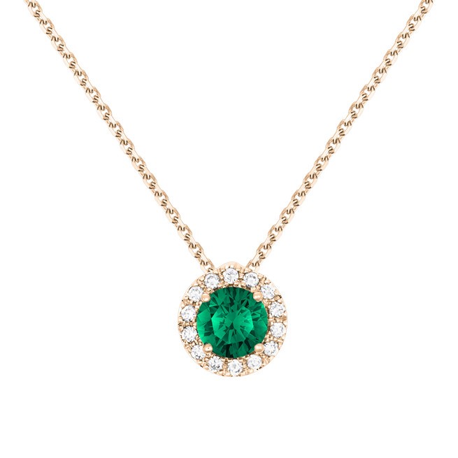 Coquette necklace rose gold emerald diamonds | LEPAGE