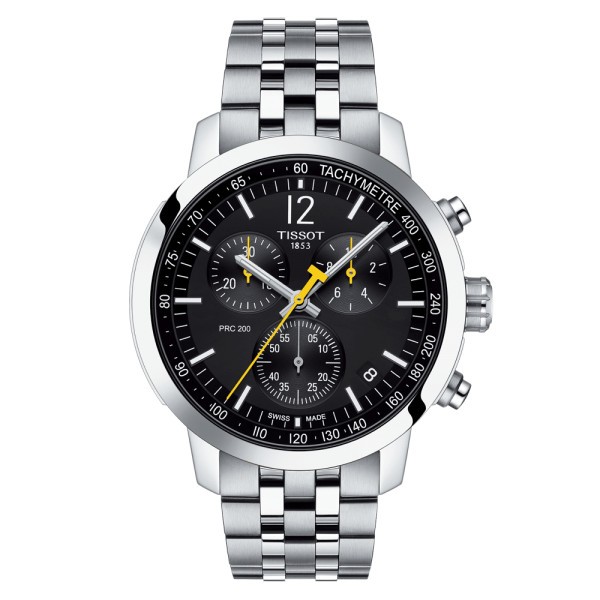 Tissot T-Sport PRC 200 Chronograph quartz watch black dial steel bracelet 43 mm T114.417.11.057.00