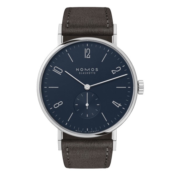  Montre NOMOS Tangente 38 Bleu Nuit mécanique bracelet cuir anthracite 37,5 