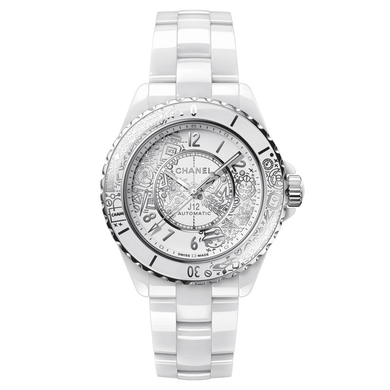 Montre Chanel J12.20 automatique c ramique blanche et acier