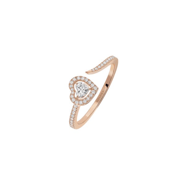 Ring Messika Joy Heart Paved in pink gold and diamonds