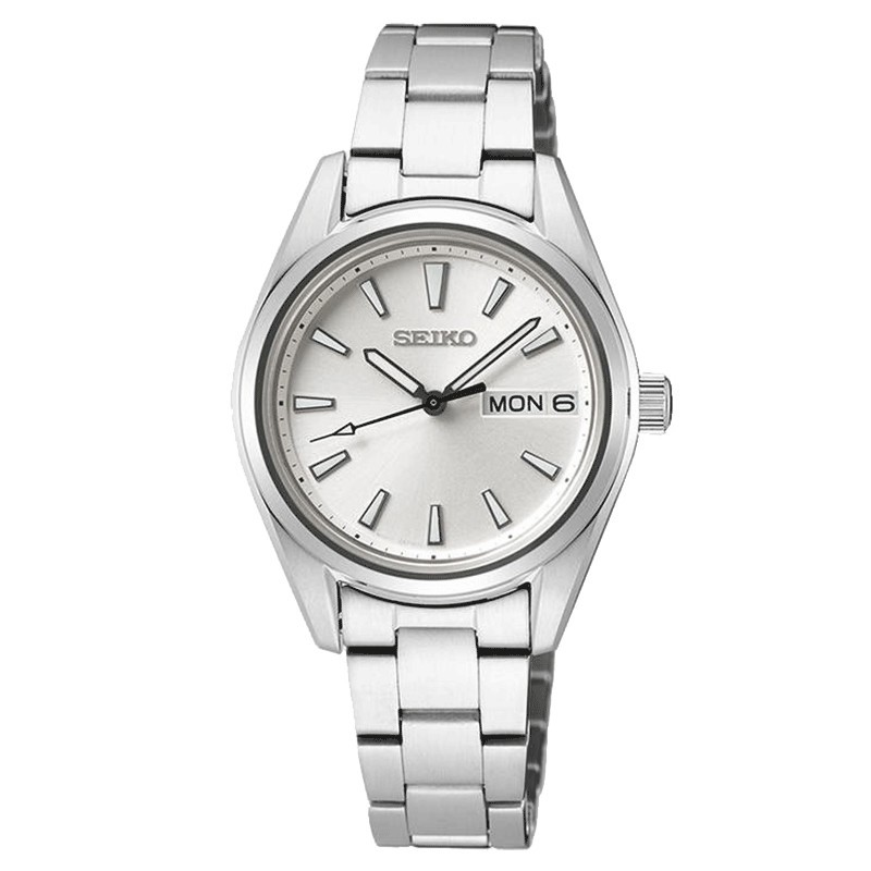 Seiko Classique quartz day date watch stainless steel bracelet 29 8 mm