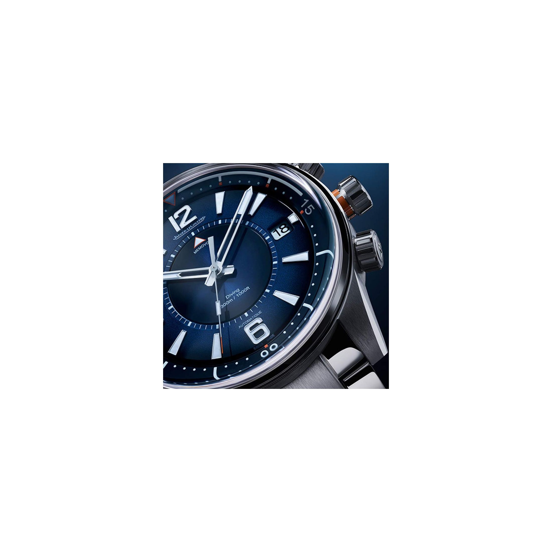 Jaeger LeCoultre Polaris Mariner Memovox watch blue dial steel