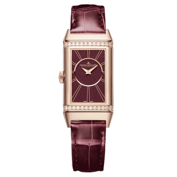 Jaeger LeCoultre Reverso One Duetto mecanic watch burgundy strap