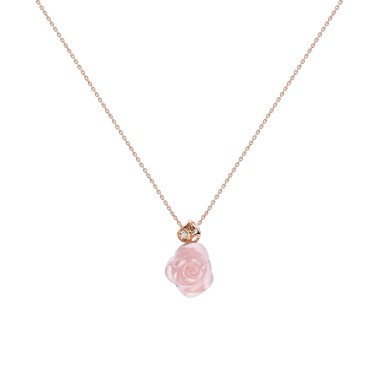 Large Rose Dior Couture Necklace Pink Gold and Diamonds