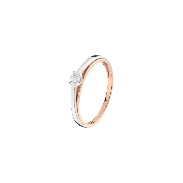 Solitaire Les Poinçonneurs Nina in pink gold white gold and diamond