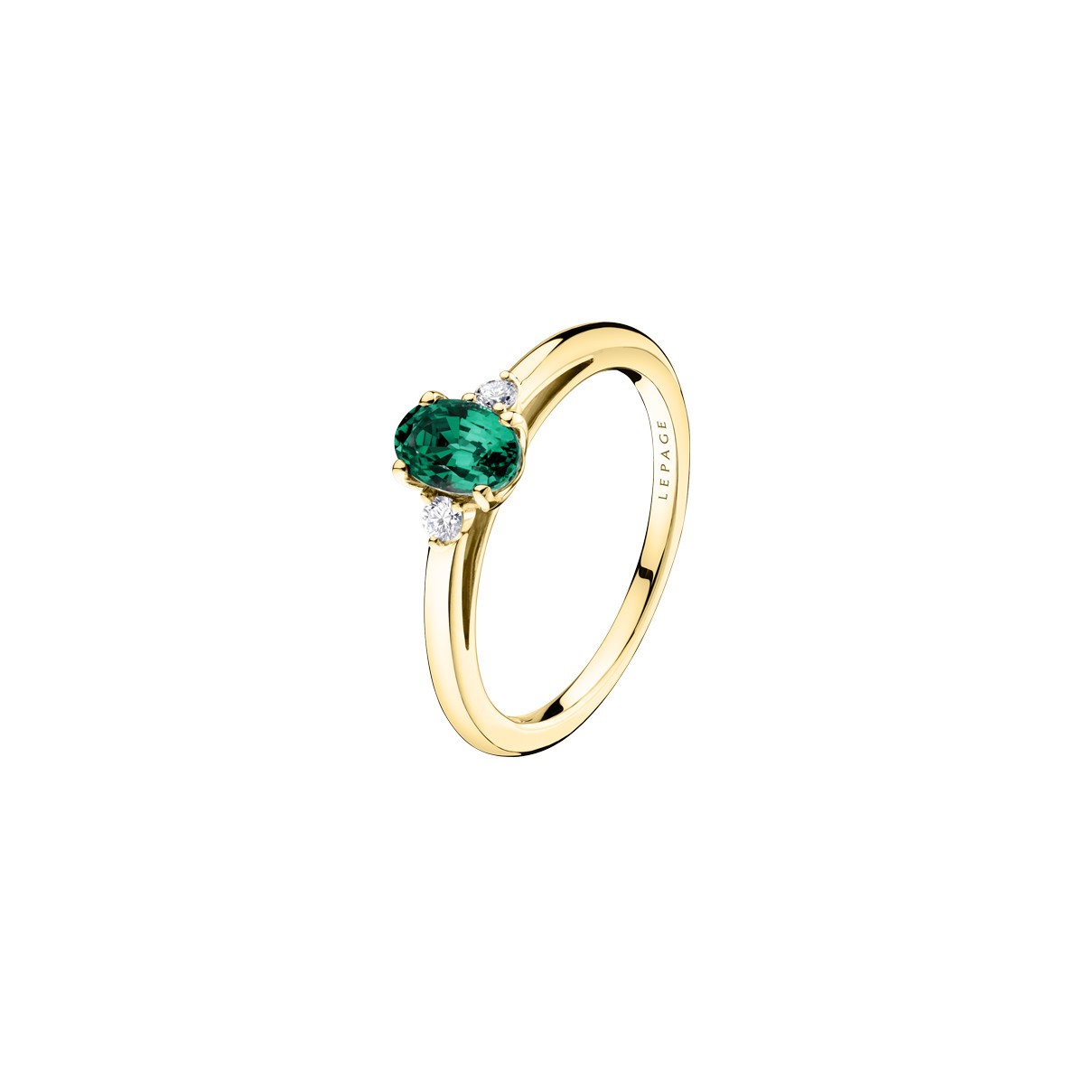 Roméo ring in yellow gold emerald and diamonds | LEPAGE