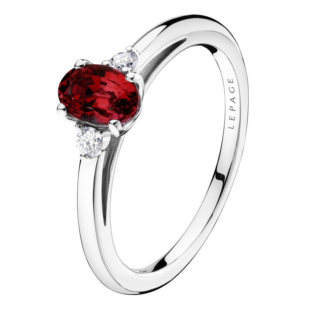 Rom o ring white gold garnet and diamonds LEPAGE