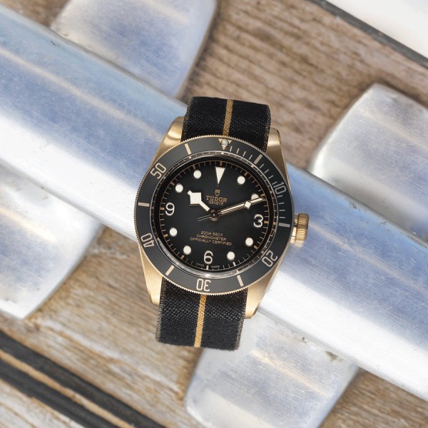 Tudor black bay bronze fabric clearance strap