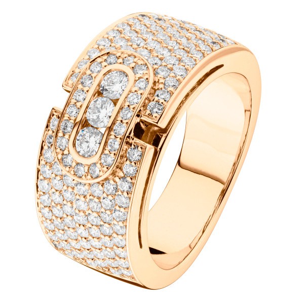 Ring So Shocking Emotion Trilogy in pink gold with paved diamonds