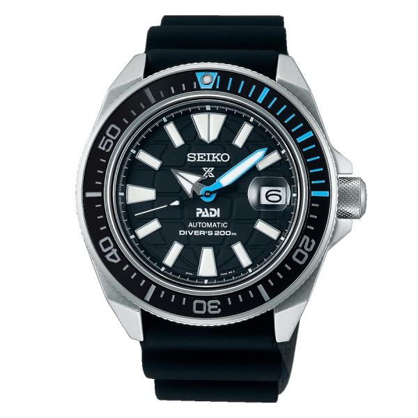 Montre Seiko Prospex Automatique Diver's "Samourai" PADI cadran noir bracelet silicone noir 43,8 mm