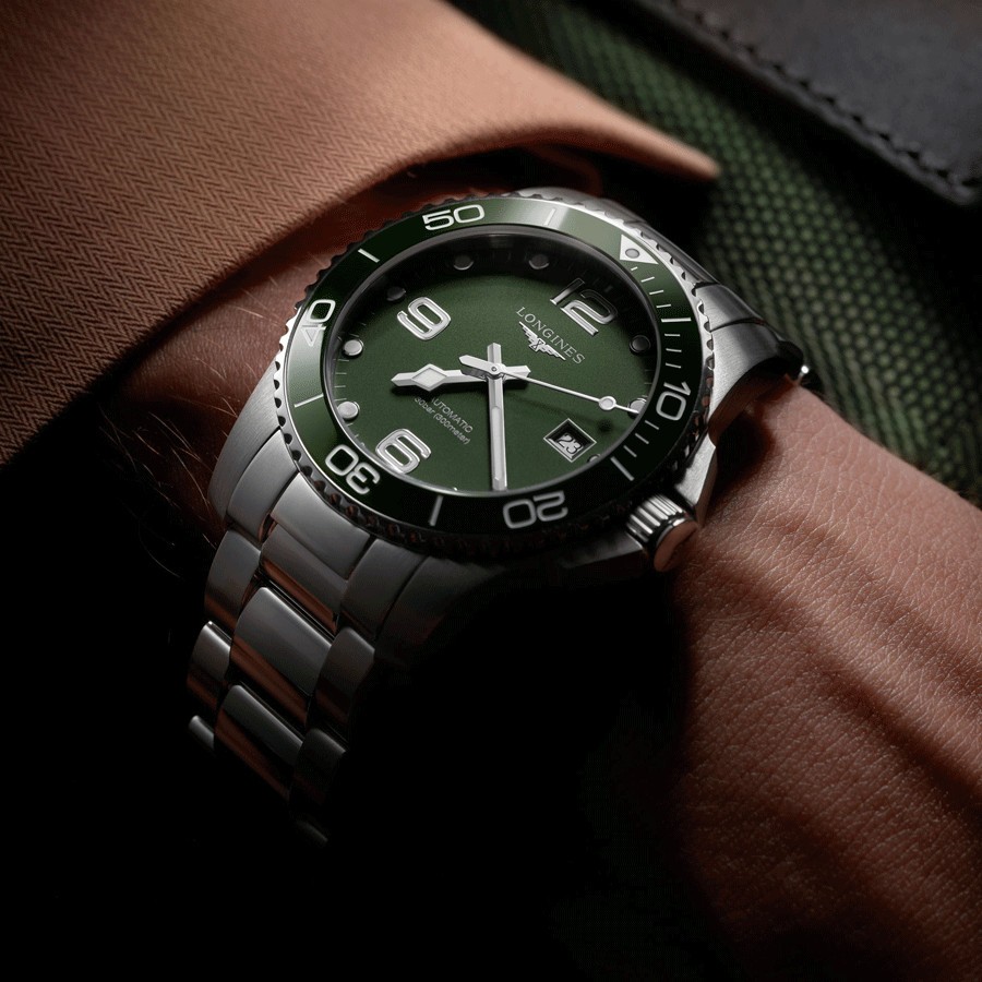 Longines HydroConquest automatic watch with green dial 41 mm