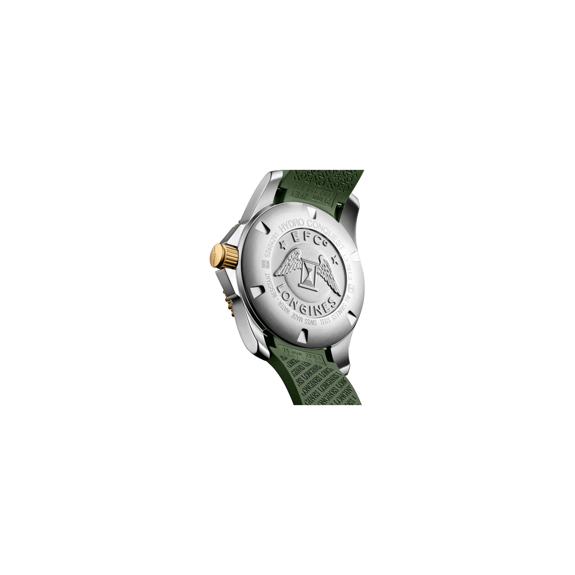 Longines HydroConquest automatic watch green dial green rubber strap 41 mm