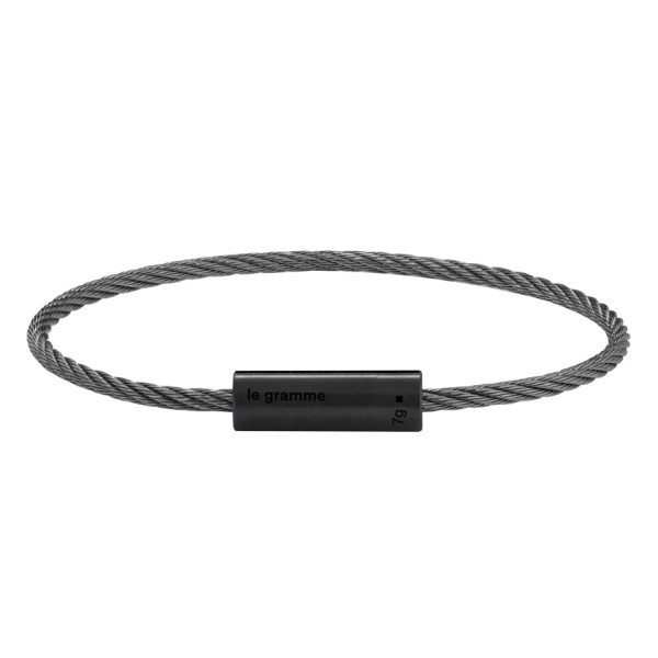 Le Gramme Cable bracelet in smooth black ceramic brushed