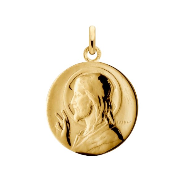 Médaille Arthus Bertrand Christ Benissant en or jaune polie brillante 18 mm