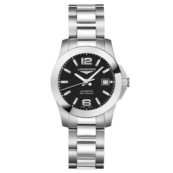 Montre Longines Conquest automatique cadran noir bracelet acier 29,5 mm - SOLDAT PL