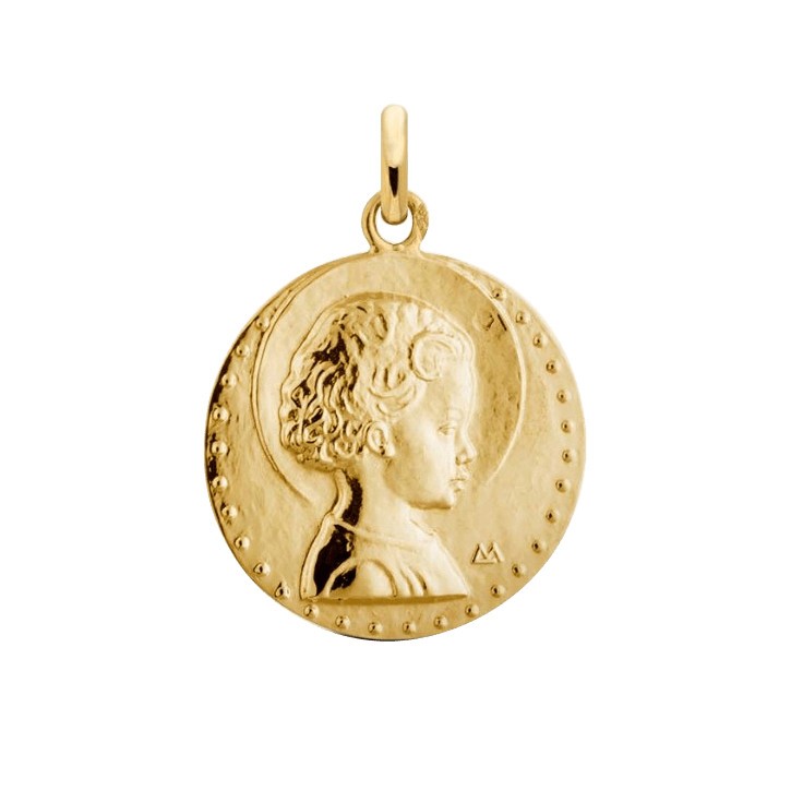 Médaille enfant à la colombe - 16 mm - Or 9 carats jaune - F