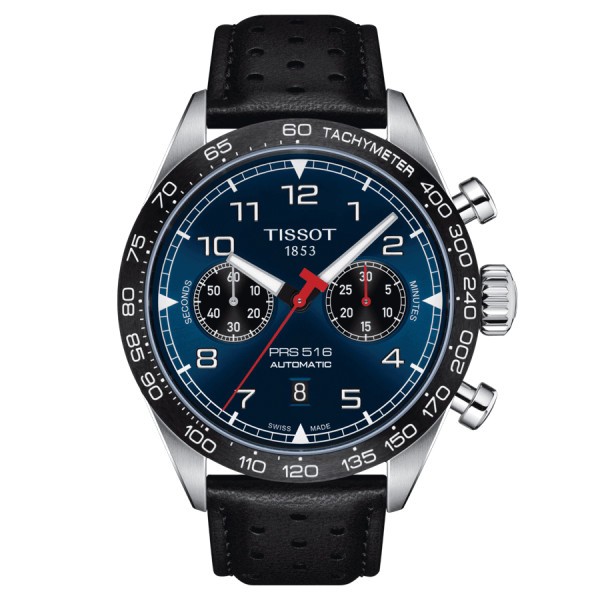 Tissot T-Sport PRS 516 Automatic Chronograph blue dial black leather strap 45 mm T131.627.16.042.00