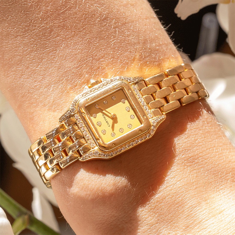 Vintage Cartier Panther yellow gold and diamonds 1990 Lepage