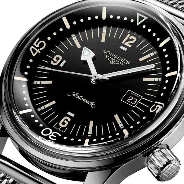 Montre Longines Heritage Diver automatique cadran noir bracelet