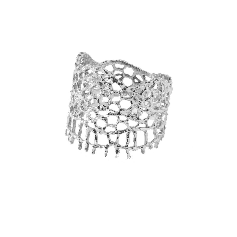 Ring Aur lie Bidermann Dentelle in white gold and diamonds Lepage