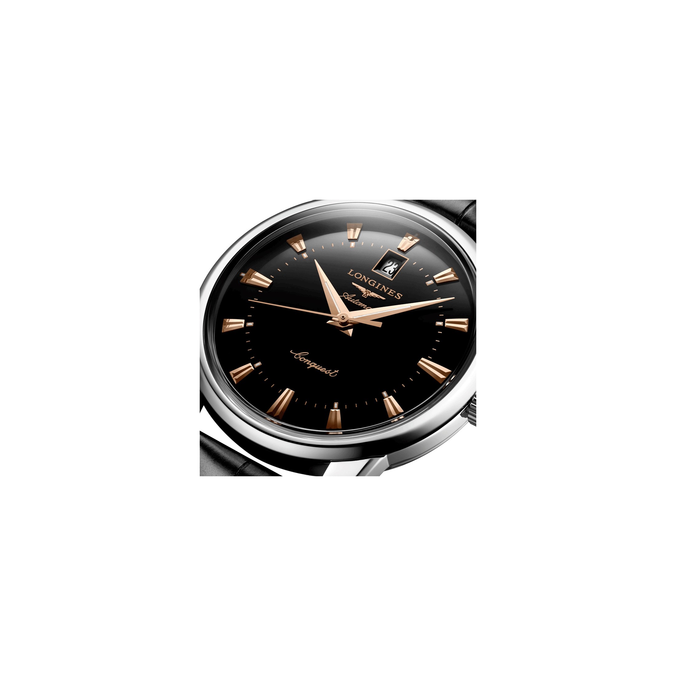 Montre Longines Heritage Conquest automatique cadran noir 40mm