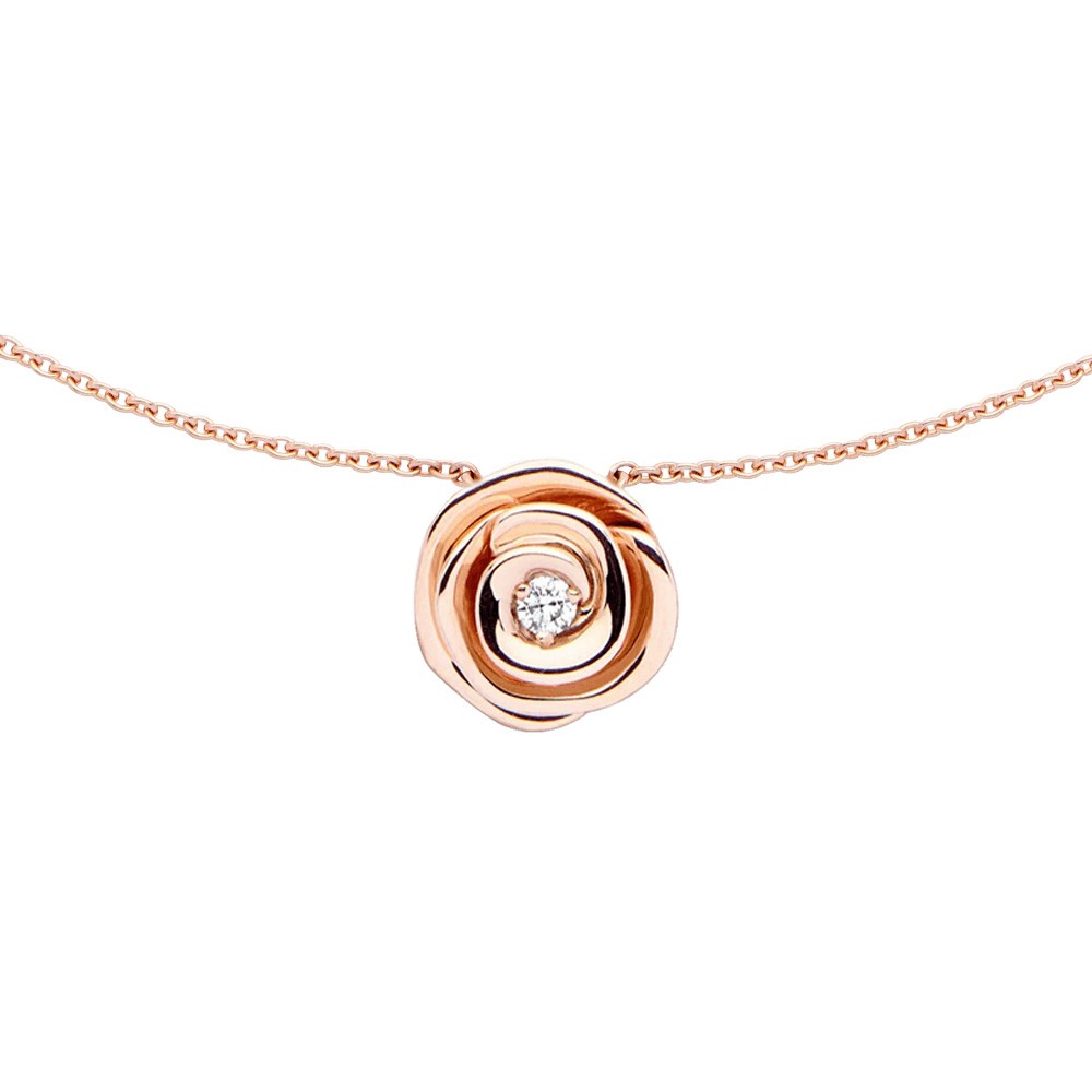 Small Rose Dior Couture Necklace Pink Gold and Diamonds