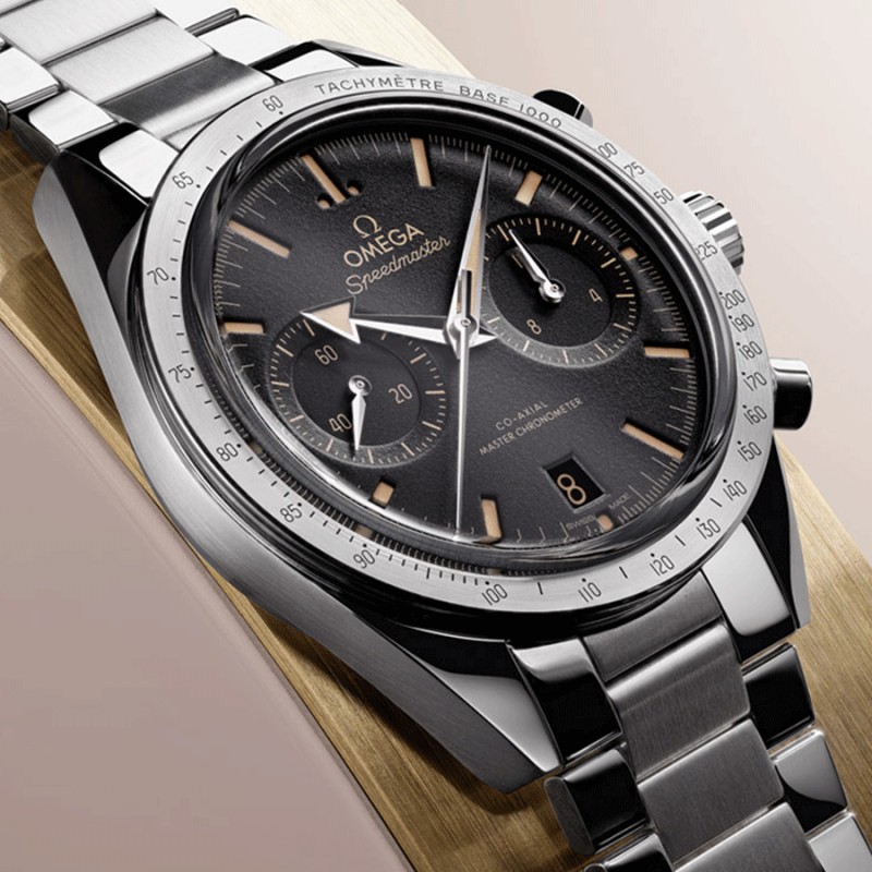 Omega Speedmaster '57 watch black dial steel bracelet - Lepage