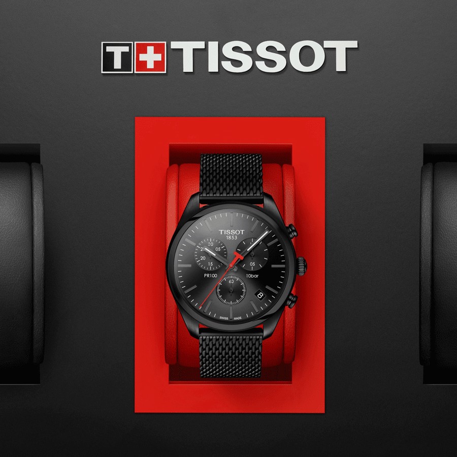 Montre Tissot T Classic PR 100 quartz chronographe cadran noir