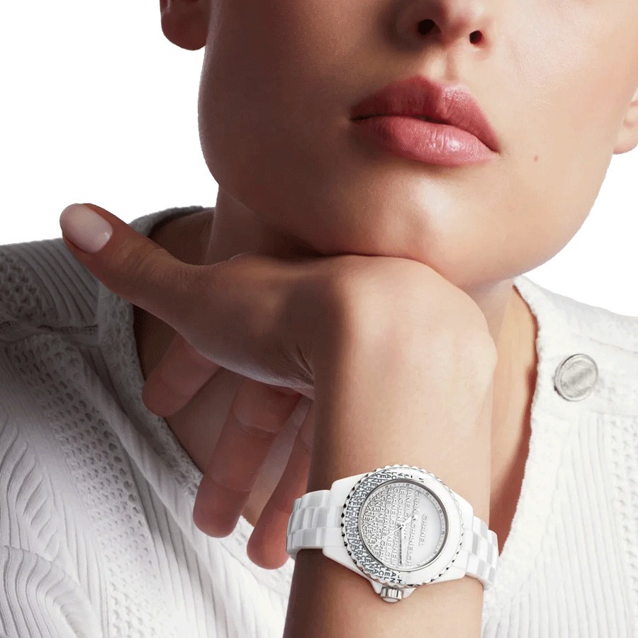 Chanel j12 white hot sale ceramic diamond bezel watch