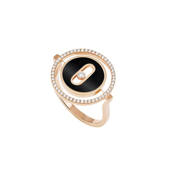 Bague Messika Lucky Move petit modèle en or rose, onyx et diamants