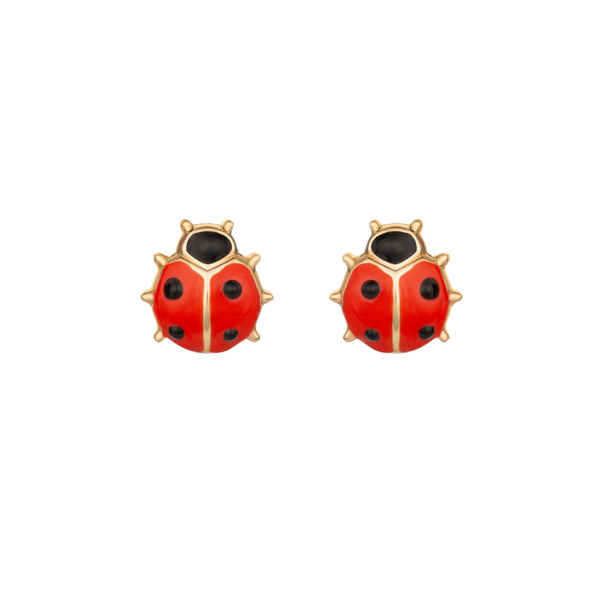 2022 Stud Earrings, Red Ladybug Black Spots 18K Gold Plated 925 Silver Post  Rose Flower Earrings for Women and Girl