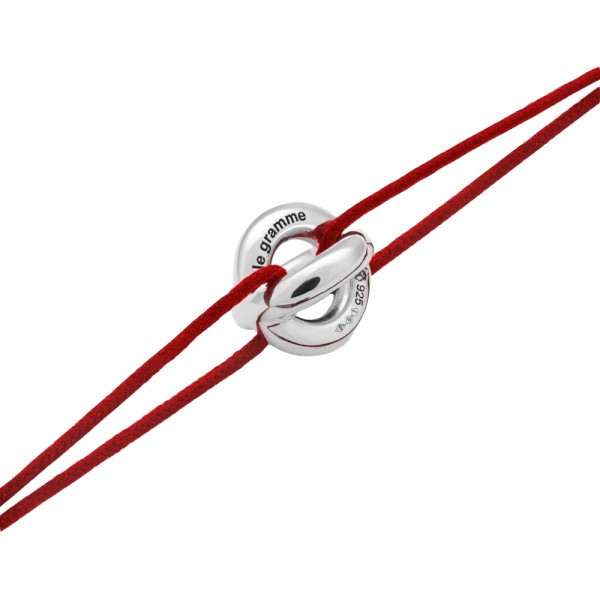 1G POLISHED STERLING SILVER RED ENTRELACS CORD BRACELET