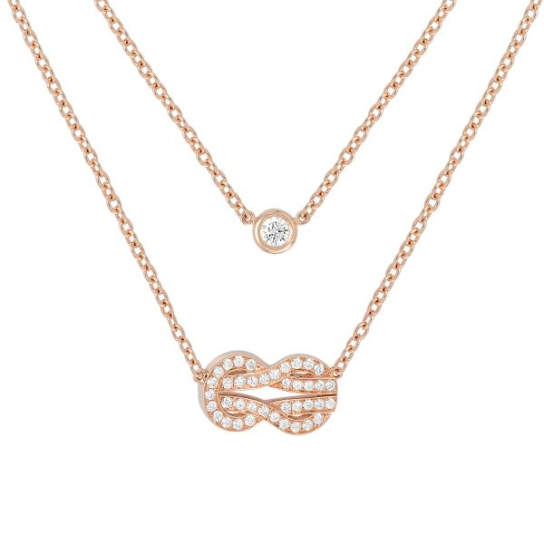 Collier double Fred Chance Infinie moyen modèle en or rose et diamants 7B0225