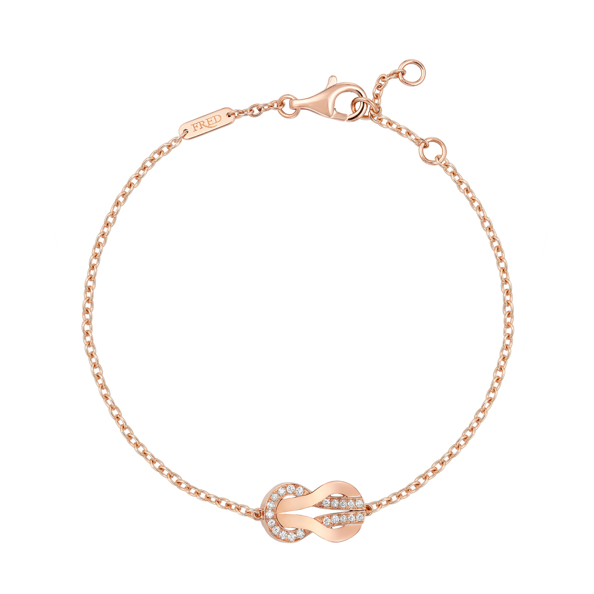 Bracelet Mousqueton Or et Diamants - Bracelet Fred en Or rose et Acier