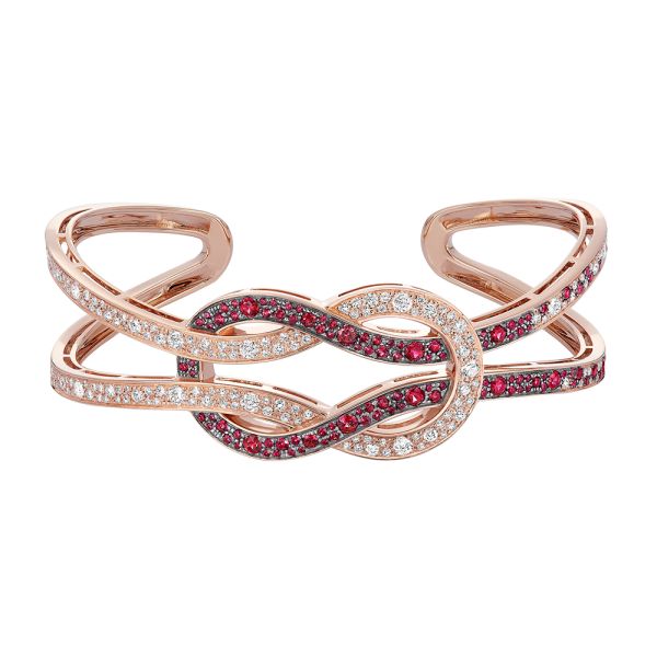 Manchette Fred Chance Infinie en or rose, diamants et rubis 6J0184