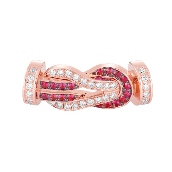 Fred Chance Infinie buckle large model in 18k rose gold, diamonds and rubies